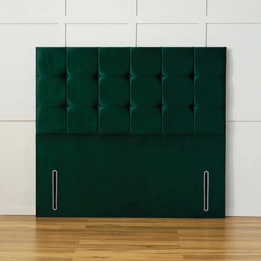 Green velvet cube headboard